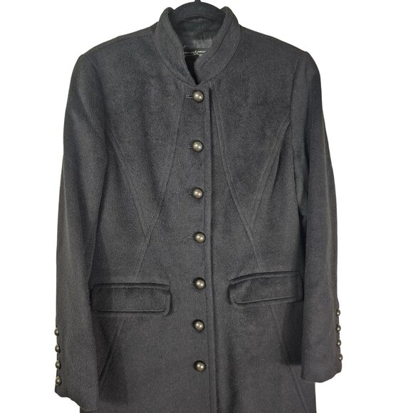 Peruvian Connection Mireille Baby Alpaca & Wool Maxi Coat 10 Black Quiet Luxury - Picture 7 of 14